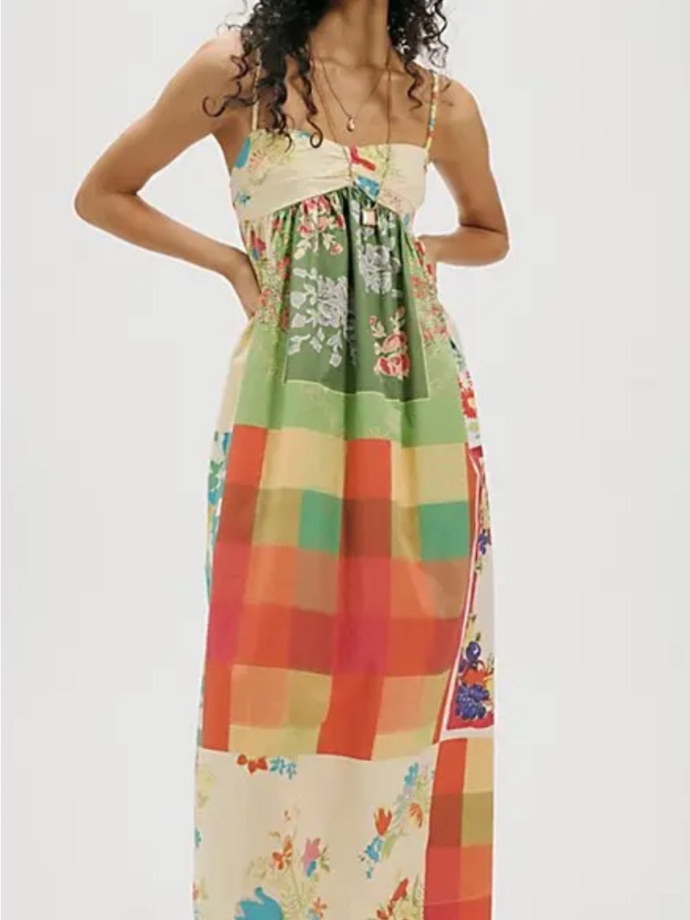 Free People Wonderstruck Boho Multicolor Patchwork Maxi Dress